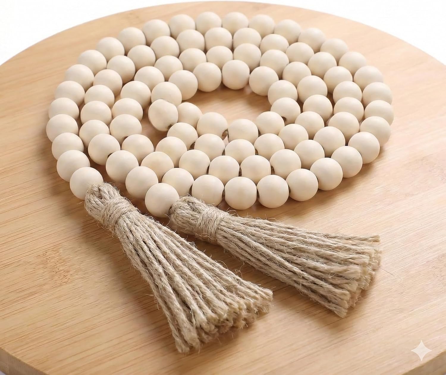 Decorative Wooden Beads – 58” Wood Tassel Garland, Boho Table Decor, Handcrafted Beaded Garland, Versatile Piece for Home, Event, Gift – Boho Decorations