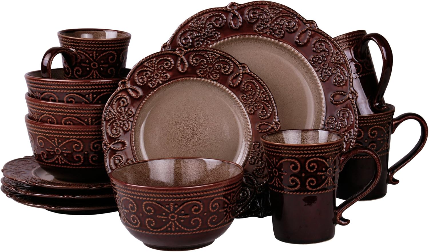 Elama’s Salia 16 Piece Stoneware Dinnerware Set