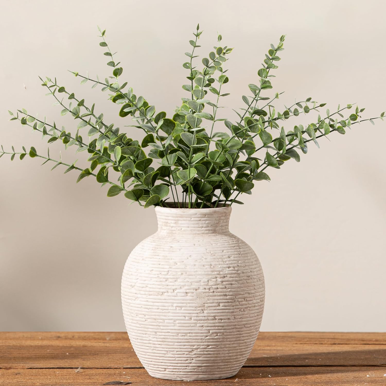 Vanselia Ceramic Flower Vase Home Decor – Small Farmhouse Table Vases Rustic Vintage Living Room Kitchen Bedroom Decorations for House Book Shelf Office Coffee Desk Dining Fireplace (6″ Rustic)