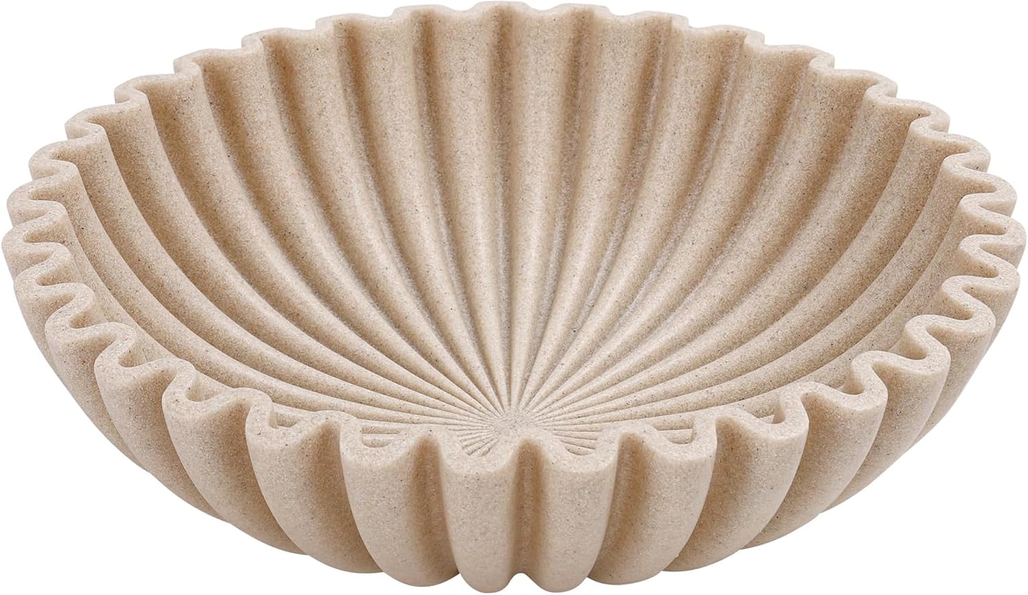 YMXYJM Large Decorative Bowl, Modern Handicraft Bowls for Home Decor, Fruit Bowl for Kitchen Counter, Ruffle Decor, Stylish Key Bowl for Entry Table, Artificial Stone Beige