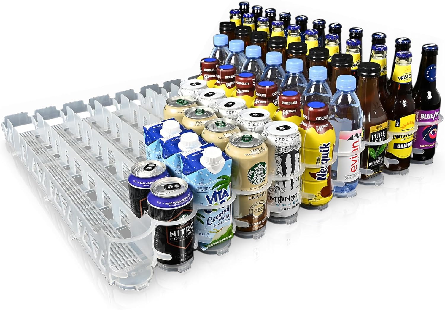 Display Technologies Visi-Slide Fridge Drink Organizer, Soda Can Organizer, Gravity Fed Glide for Angled Shelves for Coolers, Commercial Refrigerators, and Cold Vaults (2-Pack)