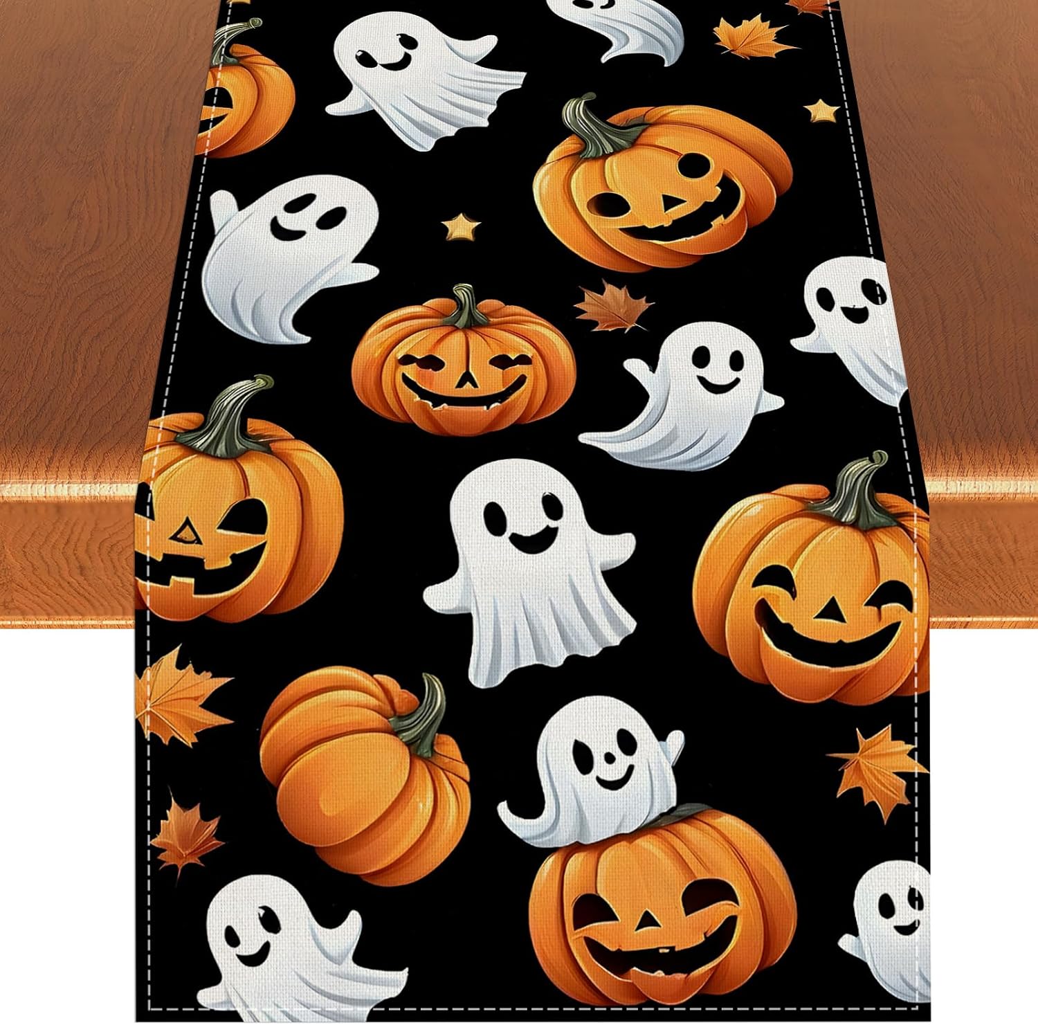 Halloween Ghost Pumpkin Table Runner,Halloween Dinner Table Runner Decorations and Supplies for Home Kitchen Dining Room Table-13×72”