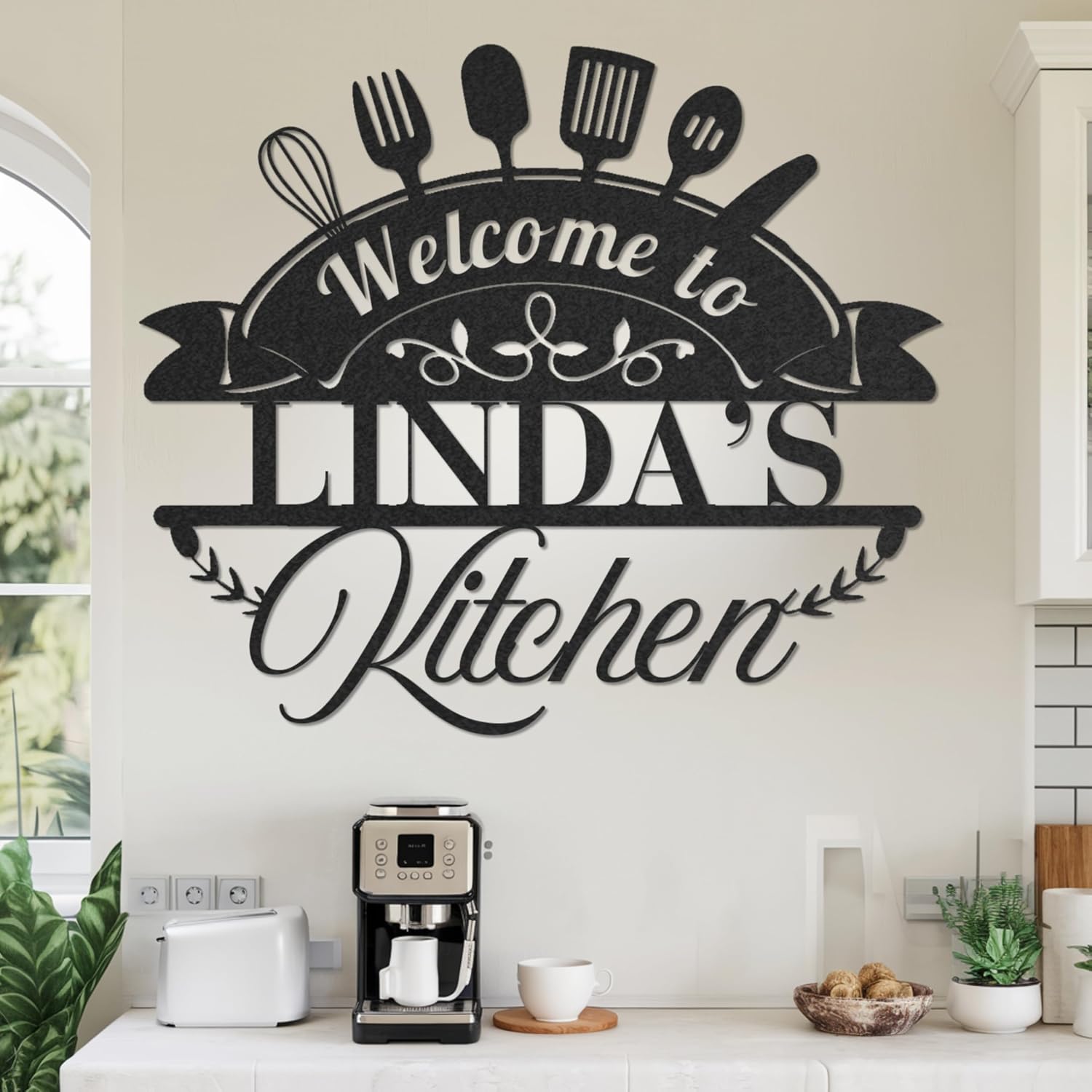 Personalized Kitchen Metal Sign, Farmhouse Kitchen Signs Cabinet Decor, Custom Name Plaque, Metal Cabinet Wall Art, Vintage Home Wall Art for Dining Room, Restaurant