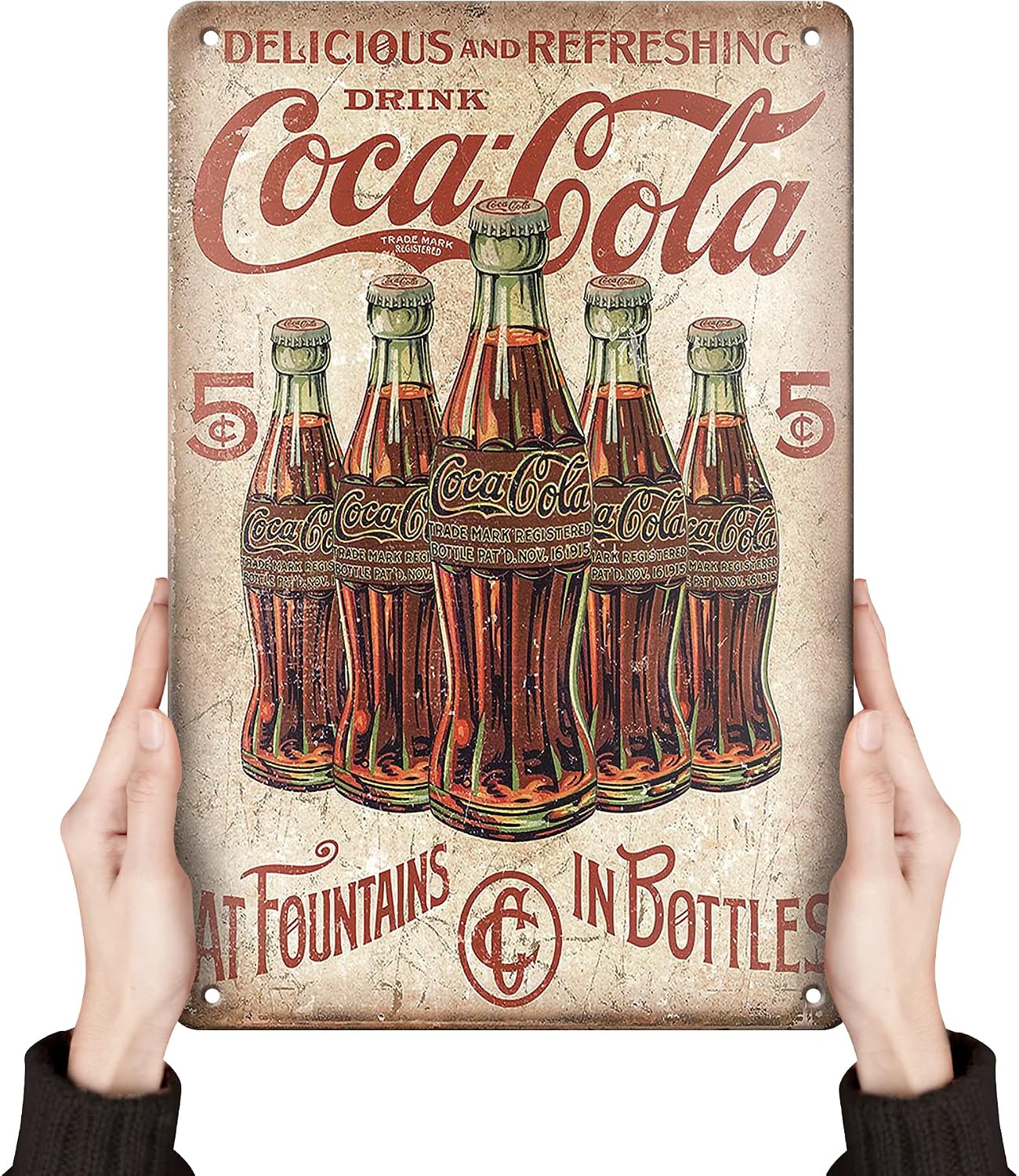Coca Cola Tin Signs | Vintage Metal Decor Bar Cool Things For Man Cave | Coke Retro Funny Stuff Wall Poster Shop Room Kitchen Home House Coffee Garage 8×12 Inch