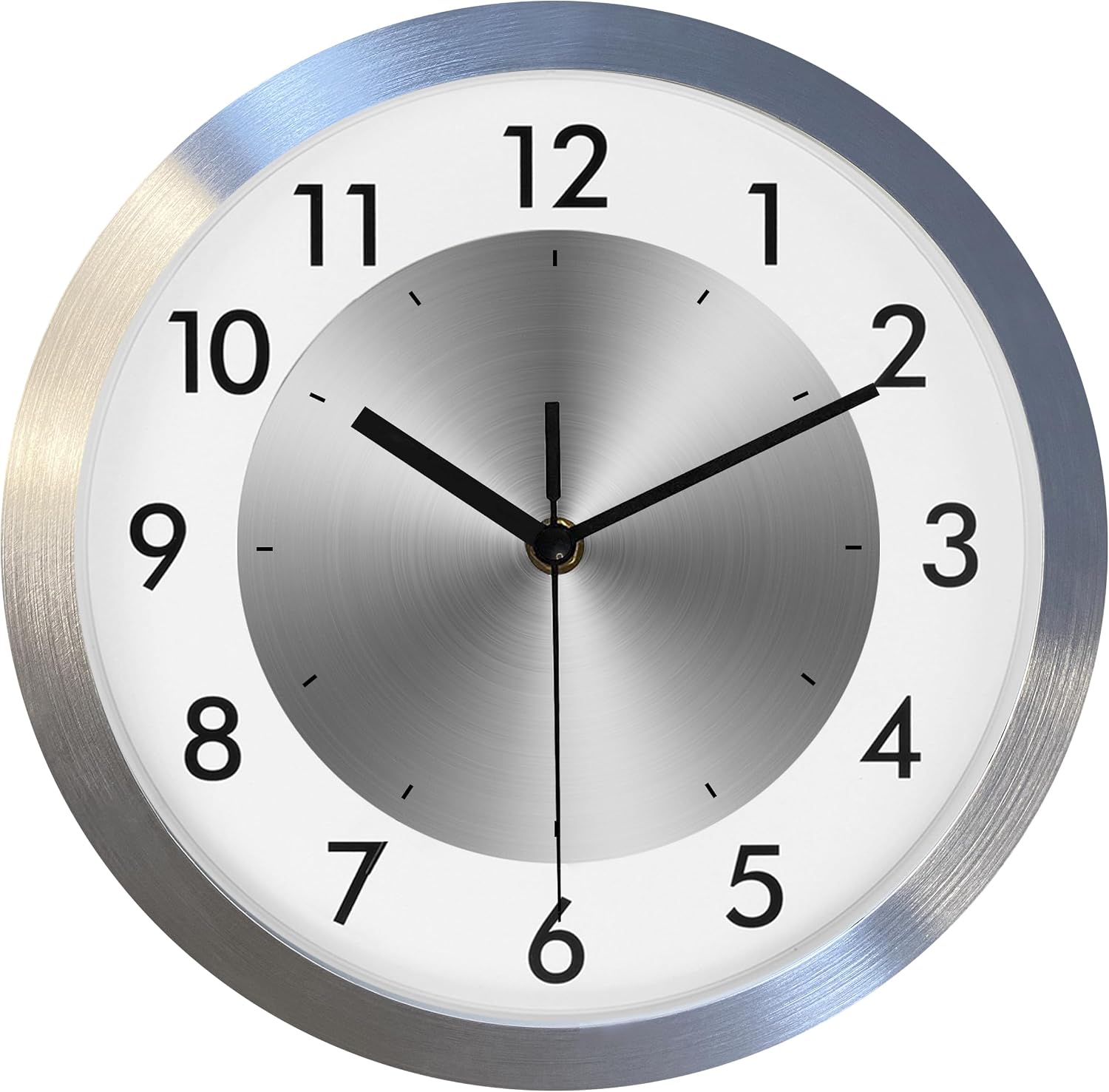 Non Ticking Silent Wall Clock Decorative,Analog Metal Wall Clock Battery Operated,Bedroom/Living Room/Office/Kitchen Clock,Sliver,12 inch