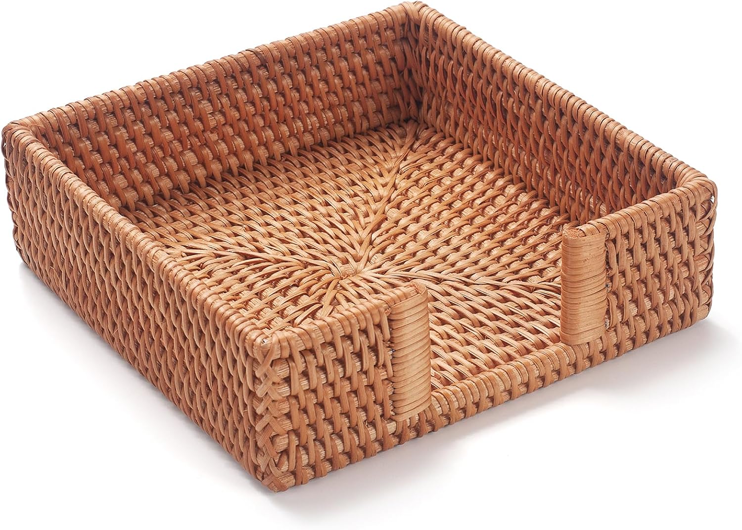 Rattan Napkin Holder Square, Napkin Holders for Paper Napkins, 7.5″ x 7.5″ x 2.5″, Wicker Napkin Tray, Woven Guest Towel Holder for Restaurant/Kitchen/Bathroom Napkin Holder for Table