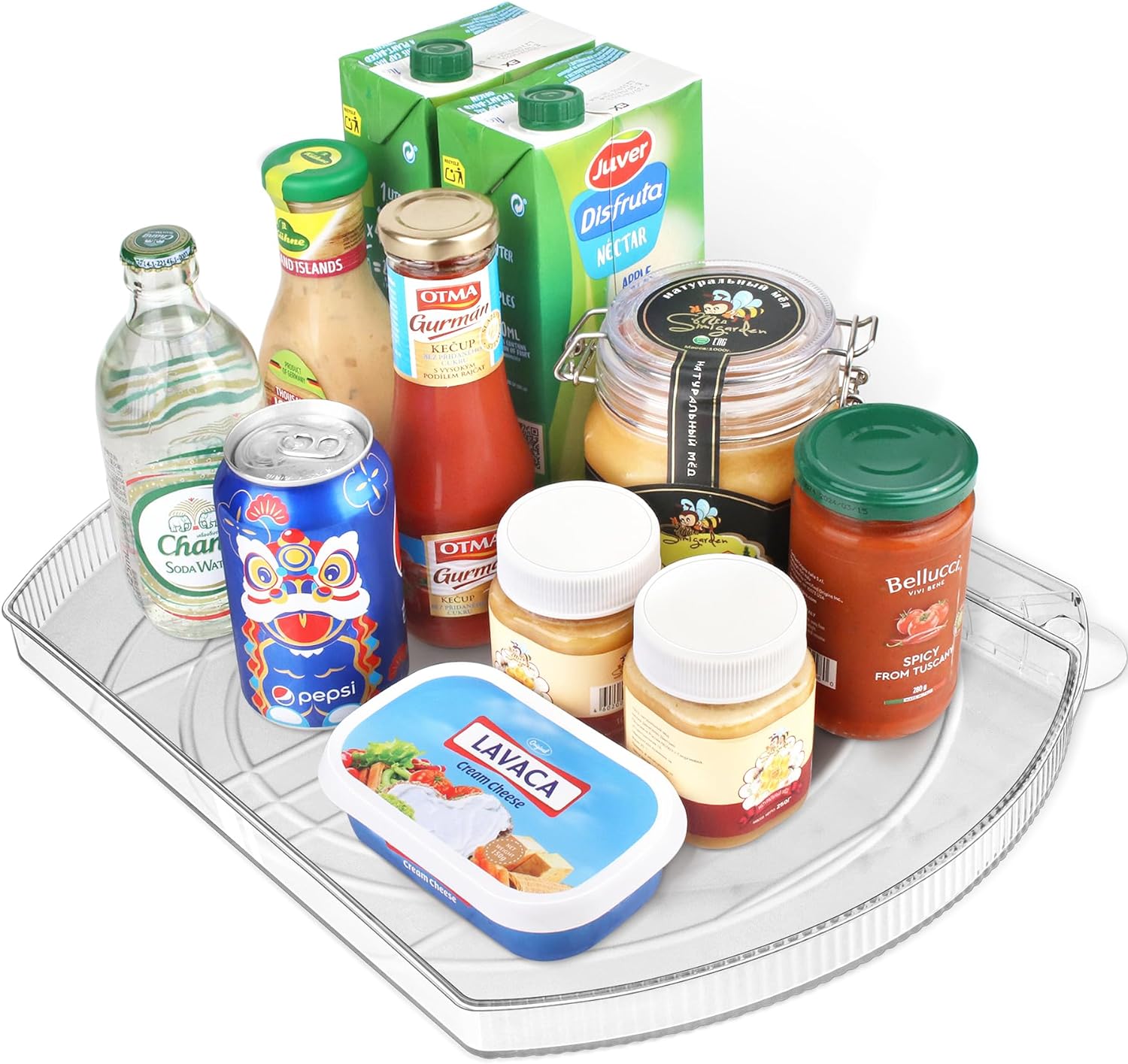 Lazy Susan Turntable for Refrigerator, Square Turntable Organizer for Fridge Cabinet, Pantry, Countertop | 16.5″ x 11.1″ (Rectangle 1 Pack – Clear)