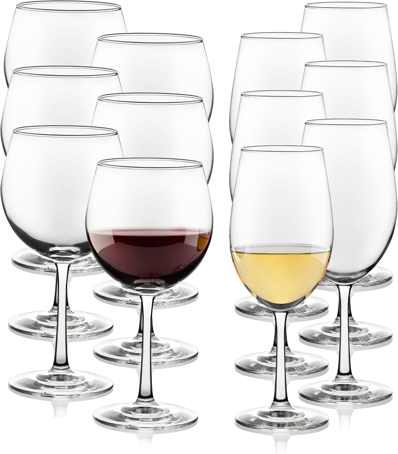 Libbey Vineyard Reserve Wine Glass Set of 12, Red and White Clear Wine Glasses, Merlot, Bordeaux, Chardonnay Gifts, Lead-Free Stemware Glasses