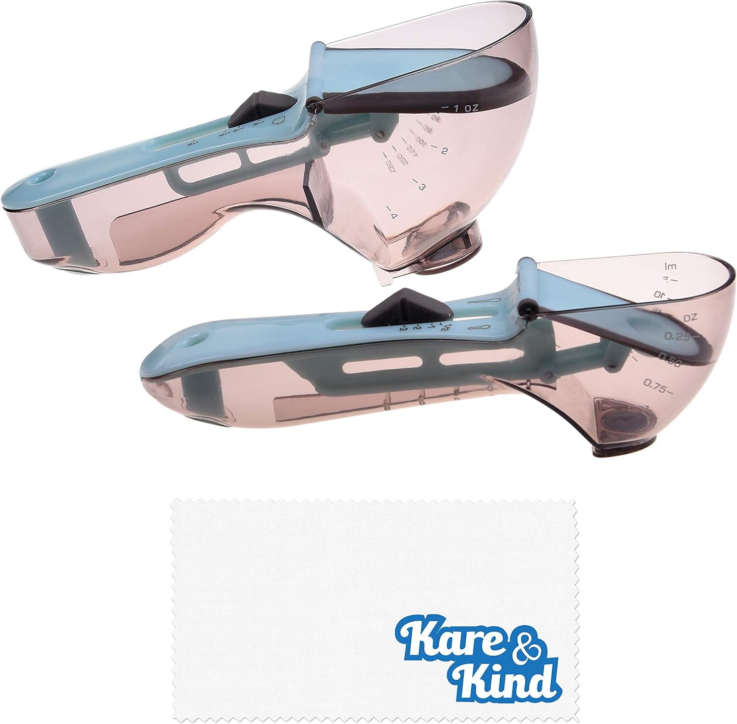Kare & Kind 2x Adjustable Measuring Cups/Spoons – Large and Small – Imperial and Metric – Oz, Ml, Cups, Tbsp, Tsp – Adjustable Space Saving Kitchen Tool for Cooking and Baking – Wet and Dry