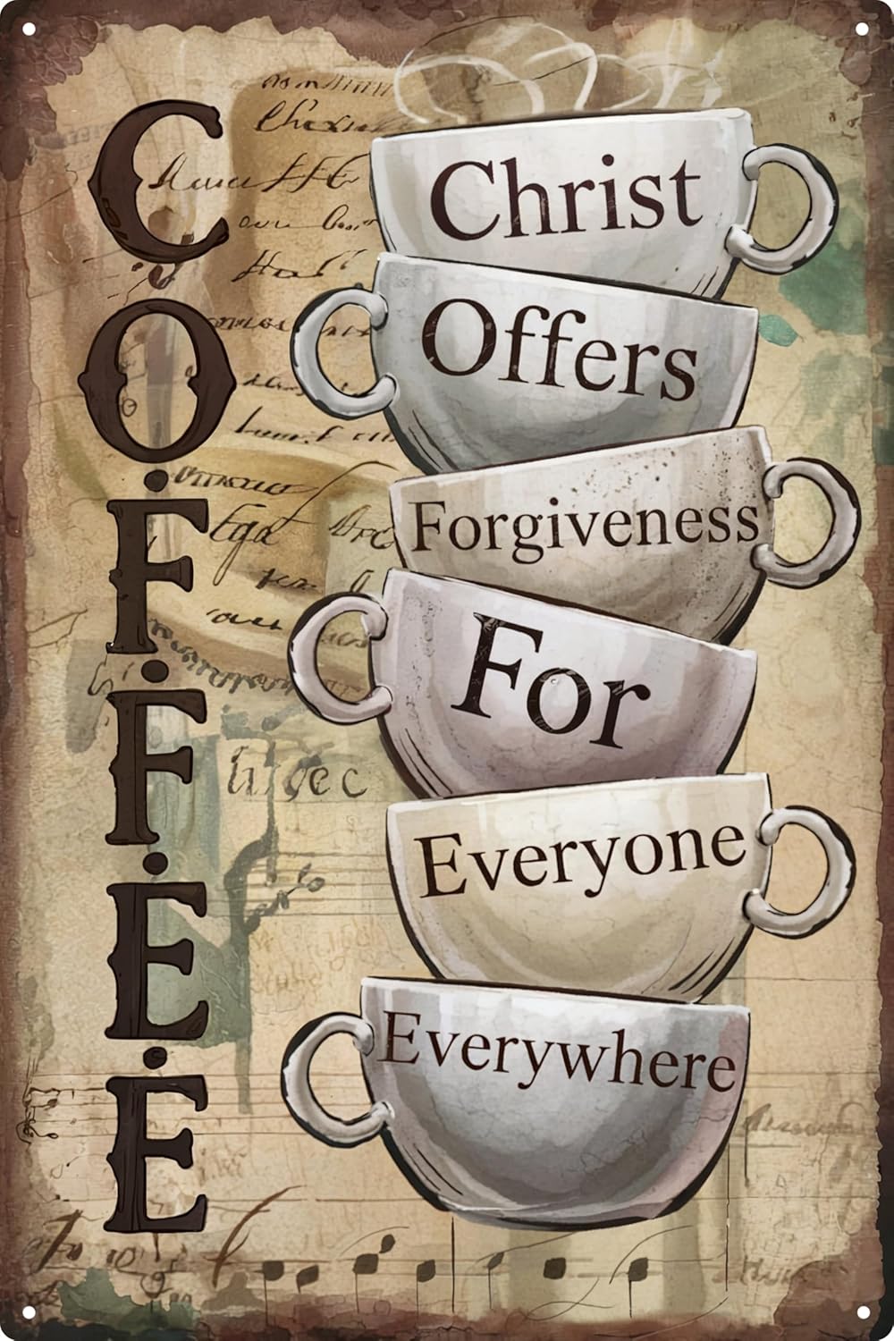 Vintage Coffee Metal Iron Sign wall art Decoration for A Family Living Room Cafe 8×12 In