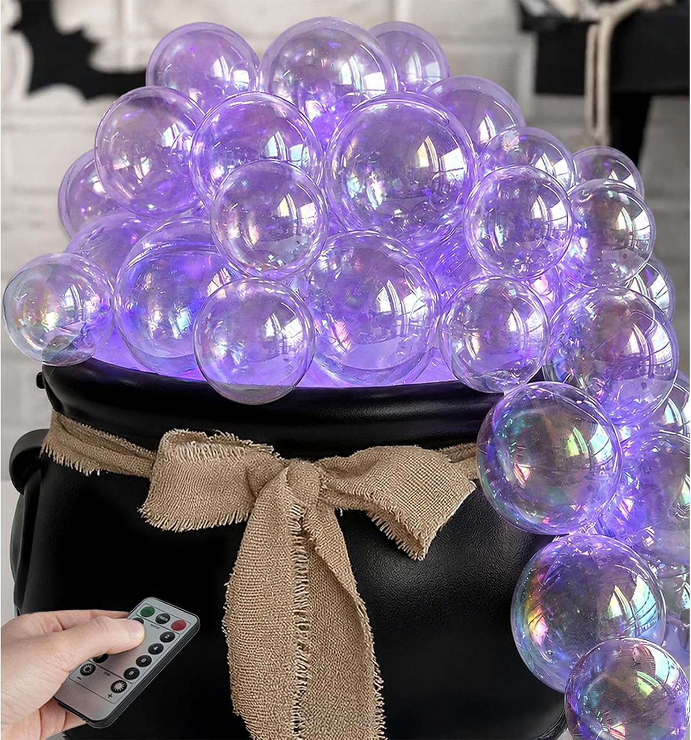ORIENTAL CHERRY Halloween Decorations Indoor – DIY Bubbling Cauldron Set – Black Plastic Bowl Hocus Pocus Party Decoration – Spooky Vintage Decor for Home Kitchen Room Party Table