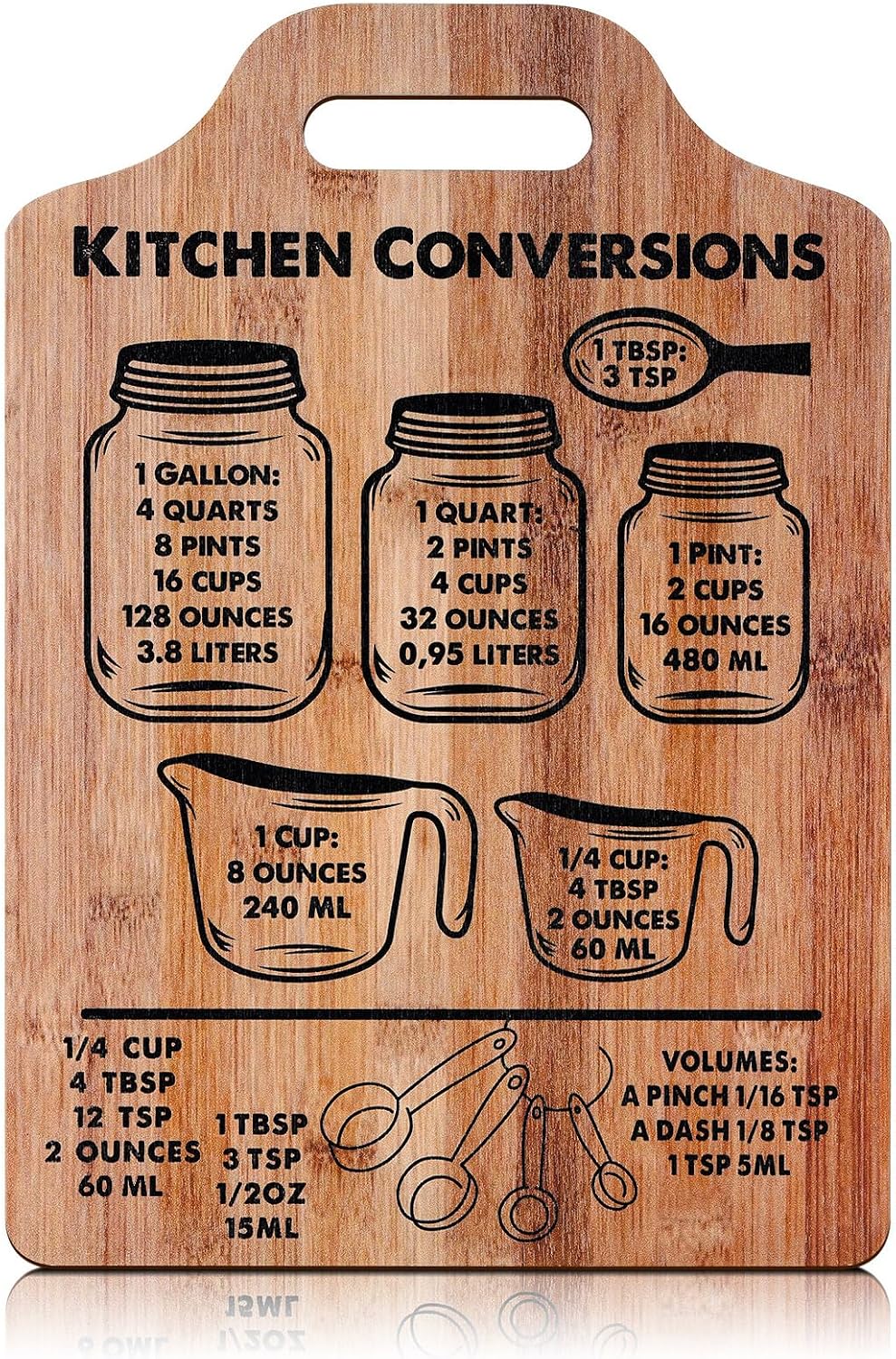 Rustic Kitchen Conversion Chart Wooden Wall Art Decor Measurements Conversion Chart Decorative Sign Kitchen Cooking Gadgets Baking Cooking Gifts for Women, 11.81 Inch