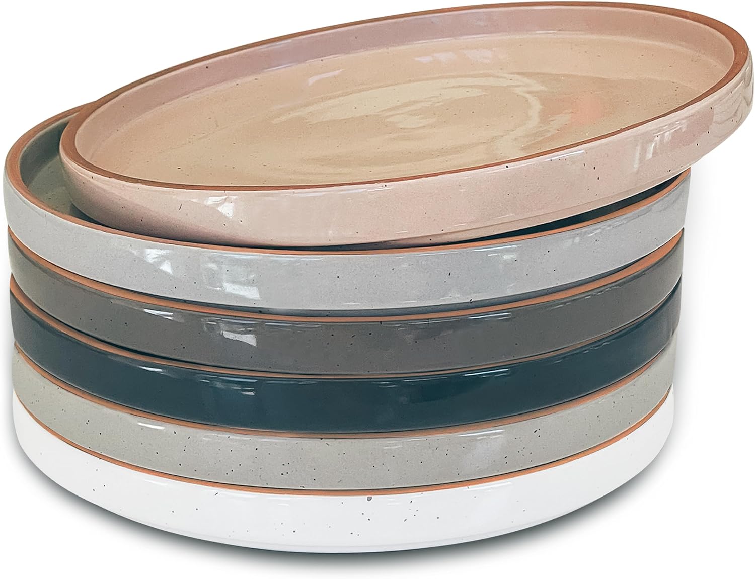 MORA Ceramic Flat Plates Set of 6-8 in – The Dessert, Salad, Appetizer, Small Lunch, etc Plate. Microwave, Oven, and Dishwasher Safe, Scratch Resistant. Kitchen Porcelain Dish – Neutrals