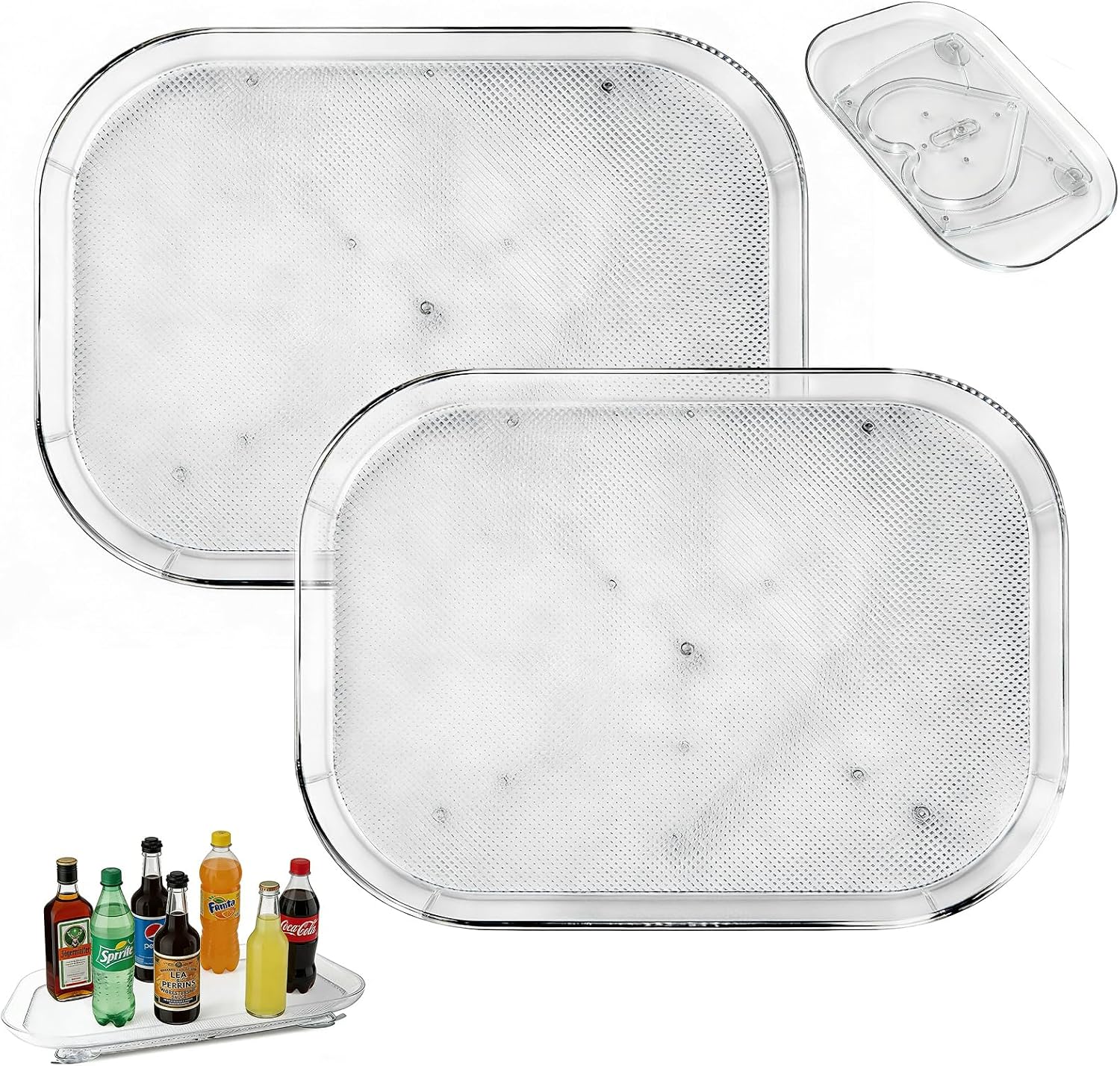 2-Pack Fridge Organizers and Storage,360° Refrigerator Lazy Susan for Fruits/Spices, Pantry Lazy Susan Kitchen Rotating Tray