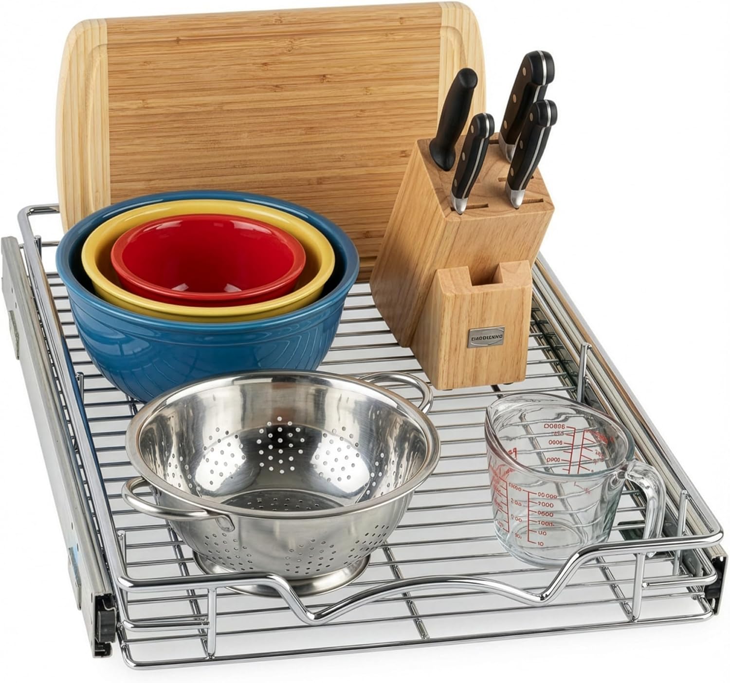 HOLDN’ STORAGE Pull Out Cabinet Organizer, Heavy Duty Caddy w/Lifetime Limited Warranty -14”W x 21”D – Requires At Least 15-1/4” Cabinet Opening, Steel Metal Cabinet Drawers Slide Out, Chrome