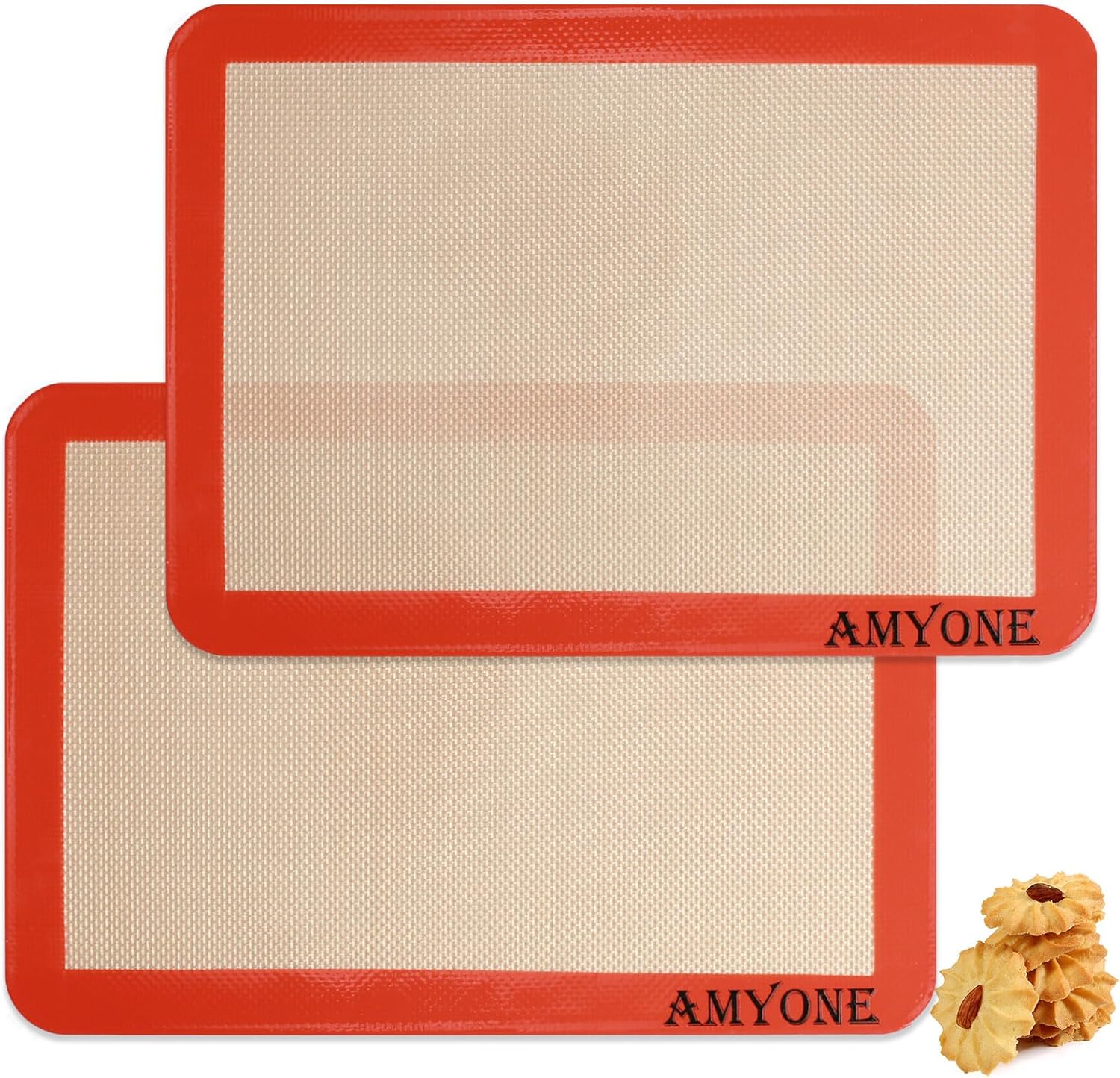 AMYONE Quarter Sheet Silicone Baking Mat, 2 Pcs Non-Stick Silicone Baking Mats Cookie Sheet for 9×13 Baking Pan, Reusable Baking Sheet Liners Compatible with Nordic Ware Naturals Quarter Sheet