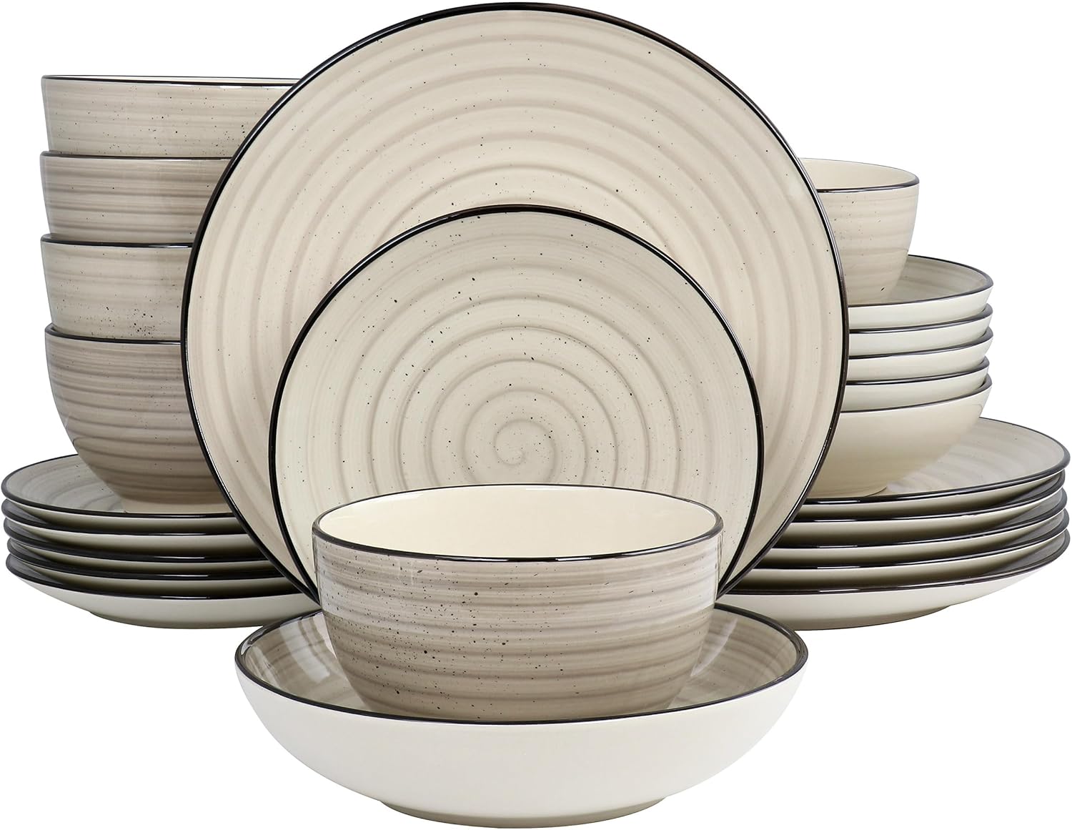 Elama Gia 24 Piece Stoneware Dinnerware Set (Cream)