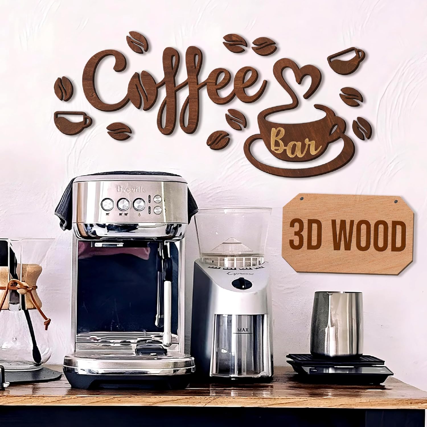 Woodamore Coffee Bar Signs for Wall Decor – Vintage Coffee Signs Decor for Kitchen, Cafe Decorations for Home Bar Accessories, Farmhouse Cafe Sign