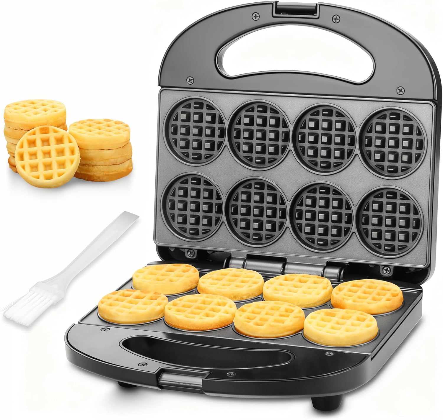 FineMade Mini Waffle Maker, Mini Waffle Iron, Waflera Electrica, Small Waffle Maker for Kids, Baby wafflera, Makes 8×2″ Tiny Waffle Bites, Non-stick Surface, Ideal for Breakfast, Dessert and Snacks