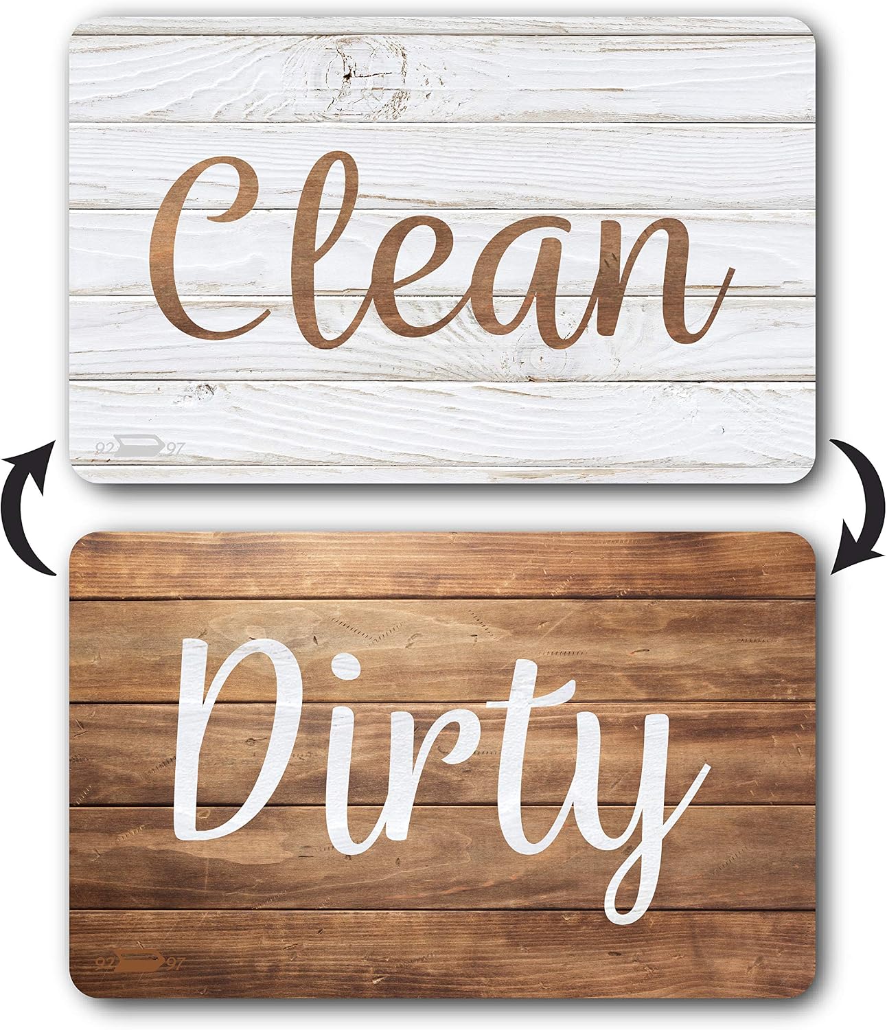 Dark Brown & White Wood Clean Dirty Magnet for Dishwasher, Reversible Dishwasher Magnet Clean Dirty Sign, Magnetic Dish Washer Sign Indicator, Farmhouse Kitchen Decor, Rustic White & Dark Brown Wood
