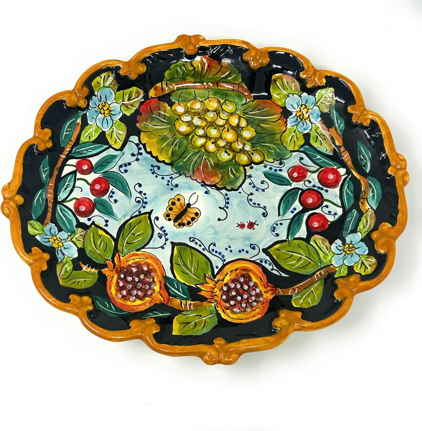 CERAMICHE D’ARTE PARRINI – Italian Ceramic Serving Tray Plate Decorated Fruits Hand Painted Made in ITALY Tuscan Florence Art Pottery