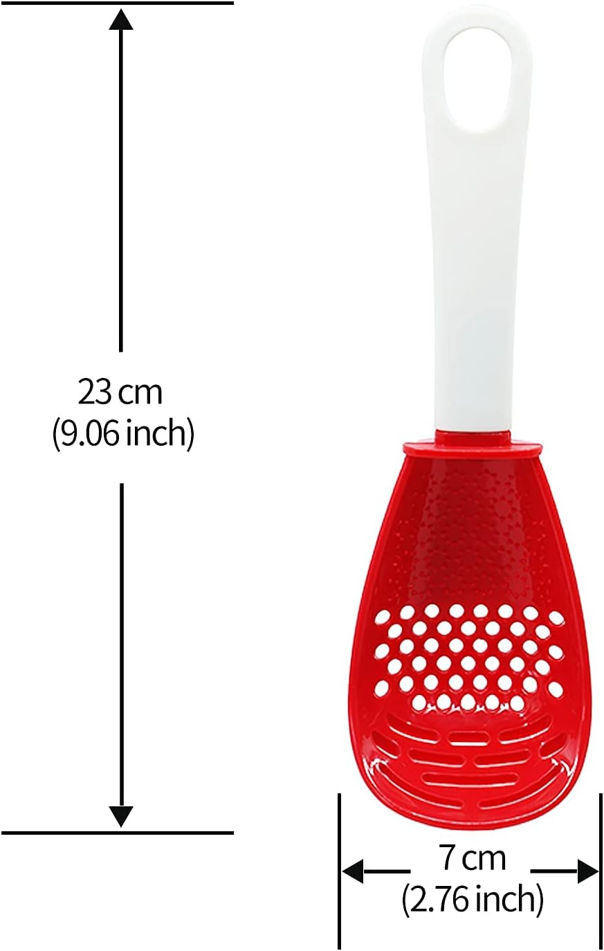 6 in 1 Multifunctional cooking gadgets, 356°F Heat Resistant kitchen gadgets, Egg Separator, Cooking, Draining, Mashing, Grating, Cooking spoon Red