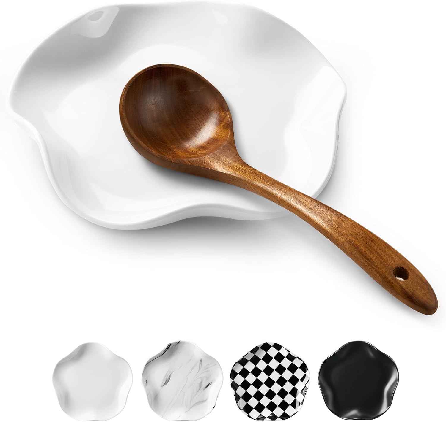 ABRUTY Spoon Rest for Stove Top, Ceramic Spoon Holder for Counter, Modern Farmhouse Decor Accessories for Spatula, Spoons or Tongs