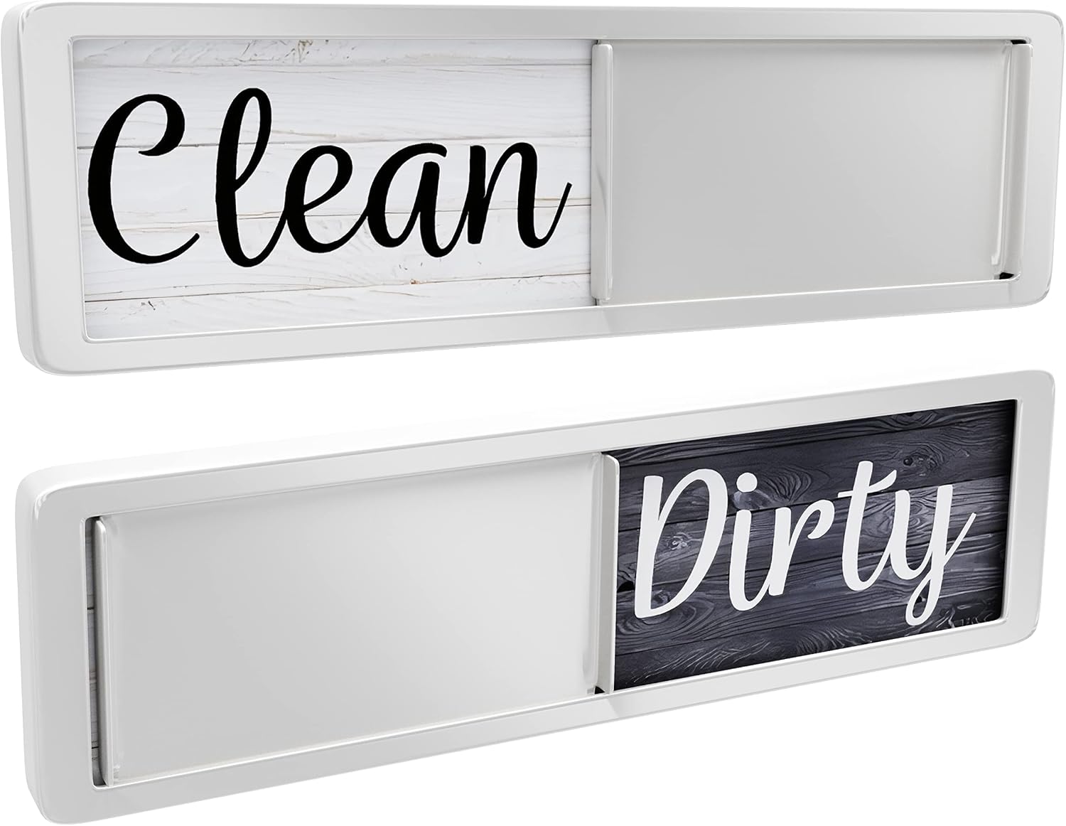 Dishwasher Magnet Clean Dirty Sign, Clean Dirty Magnet for Dishwasher, Rustic Farmhouse Kitchen Decor, Magnetic Dish Washer Sign Indicator, Sliding Rustic Dish Washer Signs, Black & White Wood