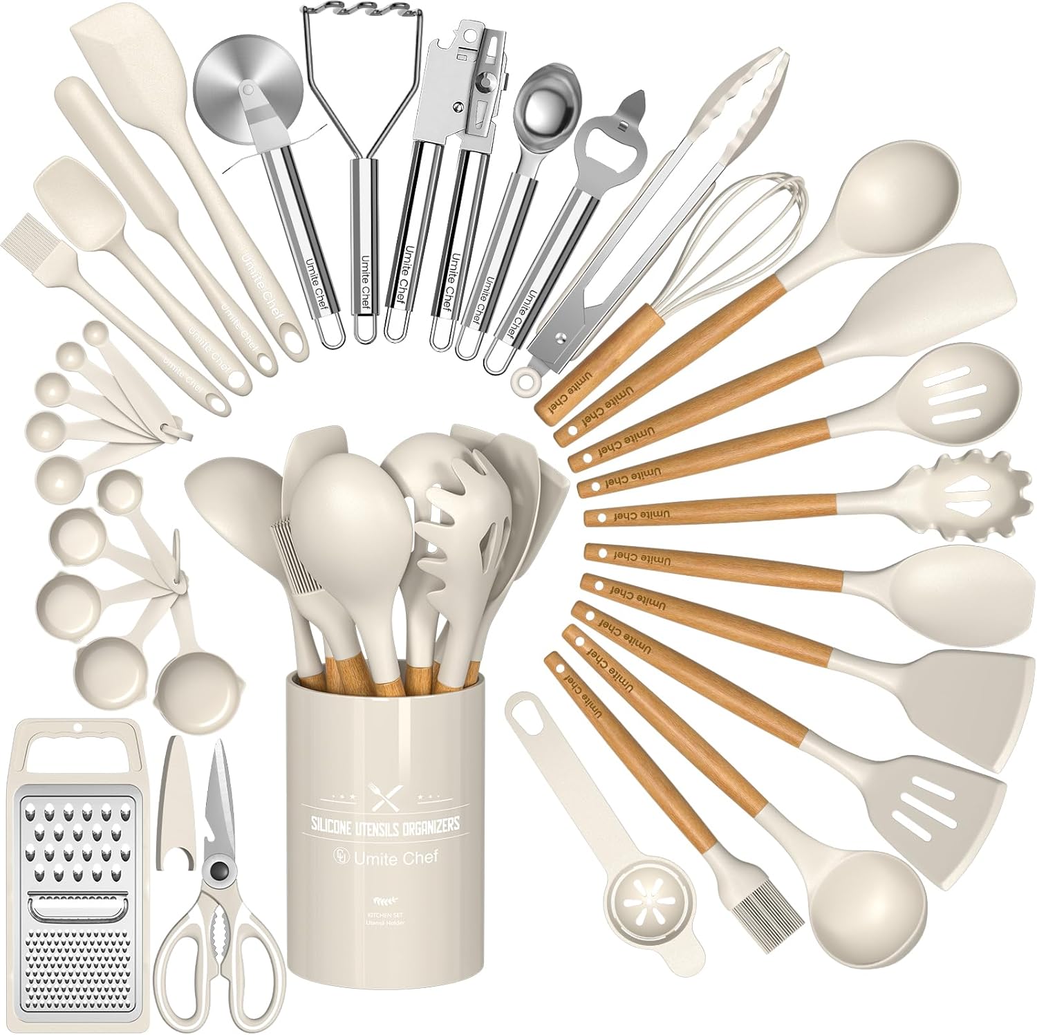 Umite Chef Food Grade Thickened Silicone (Stainless Steel Core) Kitchen Gadgets Tools Set – Kitchen Cooking Utensils Set, Heat Resistant Kitchen Spatula Tools Set