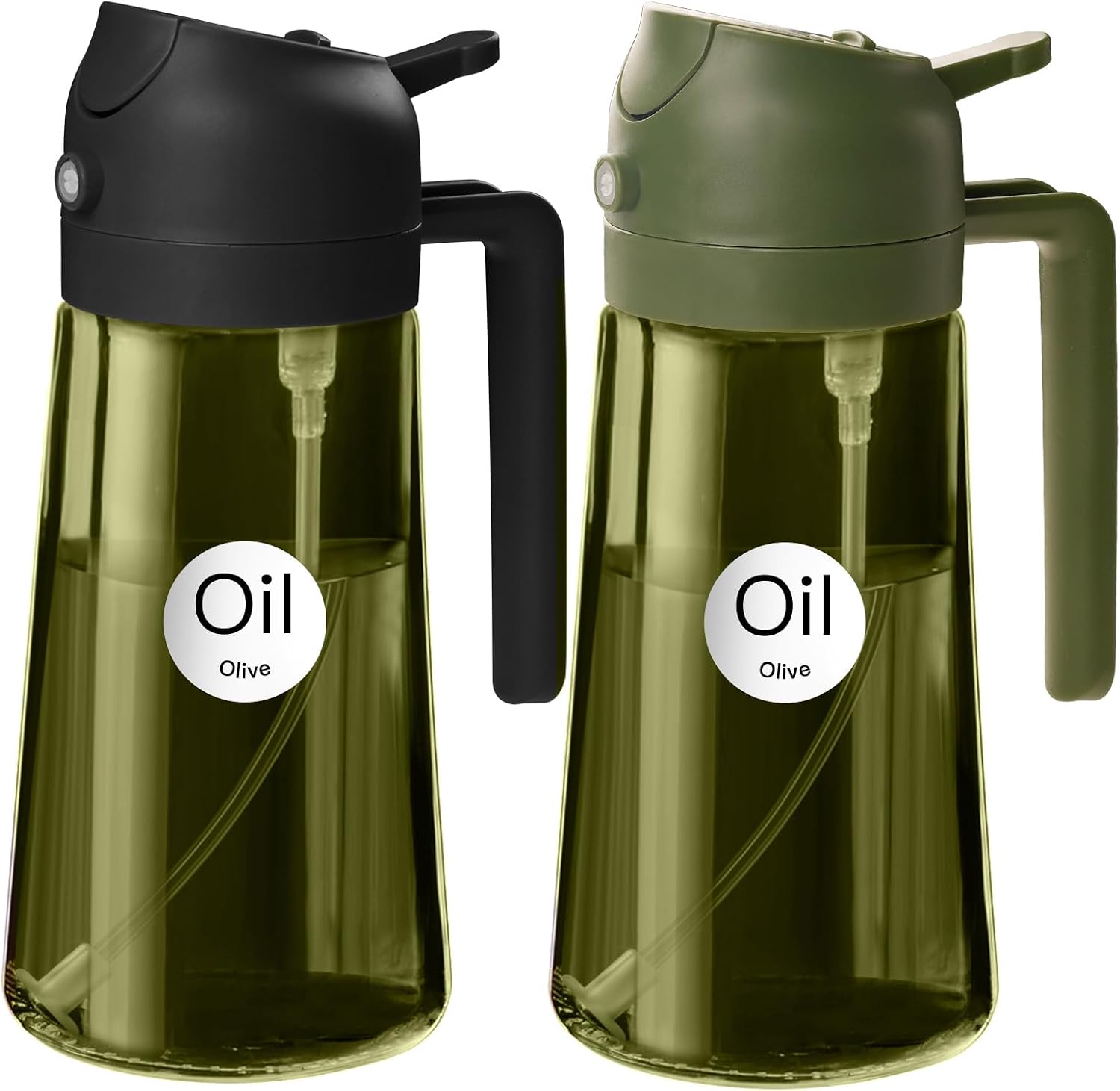 YARRAMATE 16 oz 2-in-1 Dark Glass Oil Sprayer & Dispenser, BlackOliveGreen