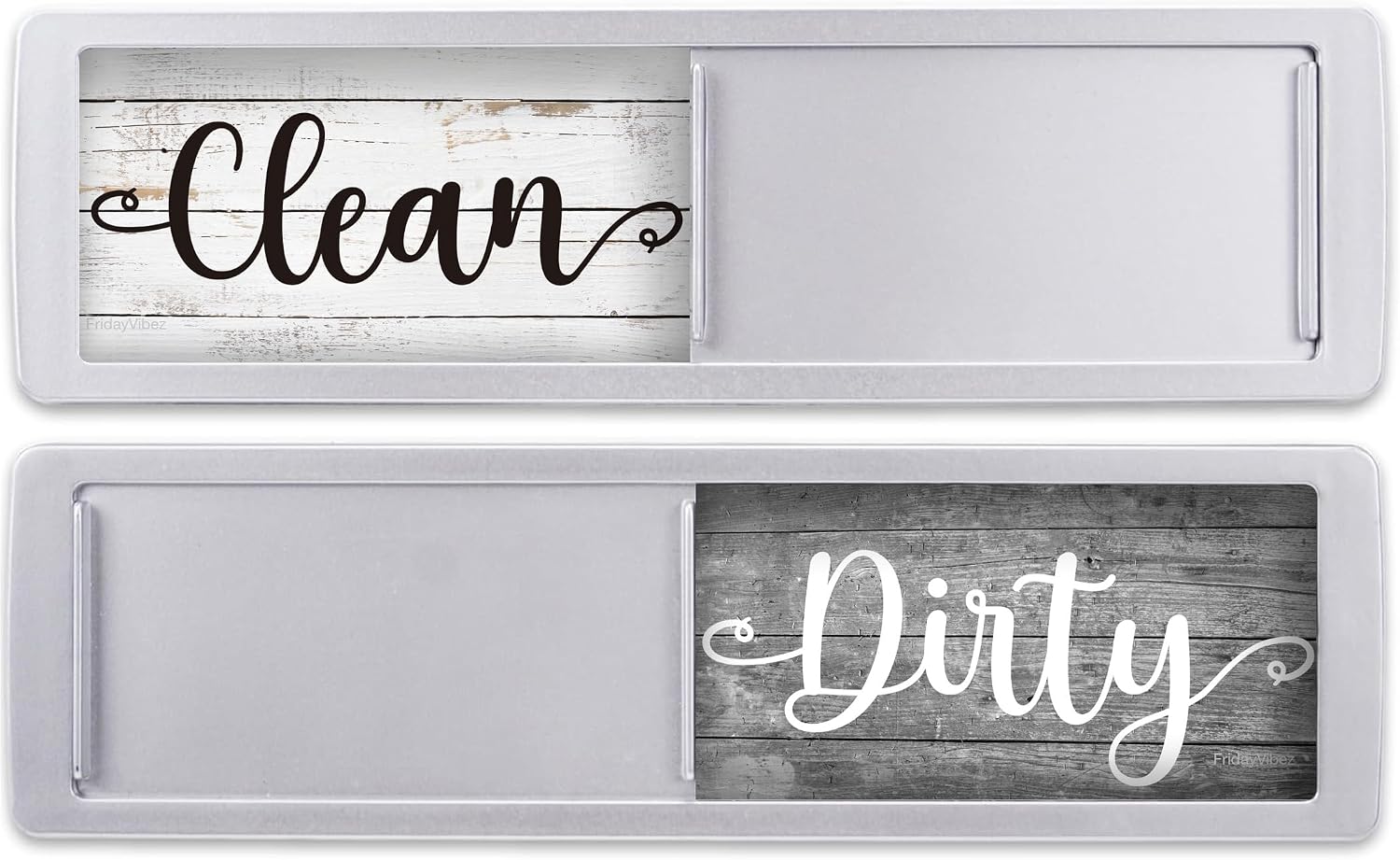 Dishwasher Magnet Clean Dirty Sign – Magnetic Signs That Say Clean/Dirty – Optional Sticker Adhesive for Non-Metal Stainless Steel Dish Washers – Light Gray Farmhouse