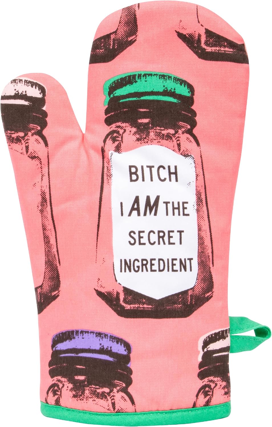 Blue Q B*tch I Am The Secret Ingredient Funny Oven Mitts, Home Kitchen Gifts, Cooking Accessories, Super-Insulated Quilting, Comfy Natural-Fitting Shape, Pot Holders, 100% Cotton, Size 12.5″L x 7.5″W