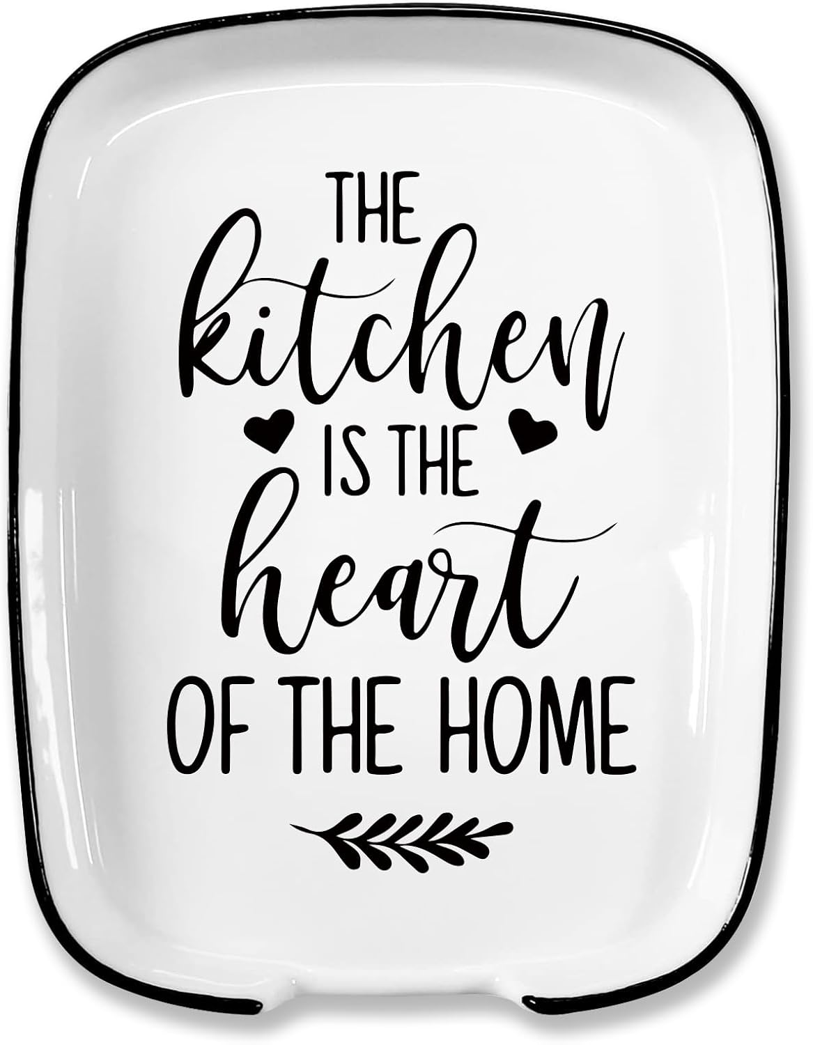 Funny The Kitchen Is The Heart of The Home Spoon Rest, Ceramic Spoon Rest for Stove Top, for Cooking Lovers Grandma Women Mom Housewarming Gifts