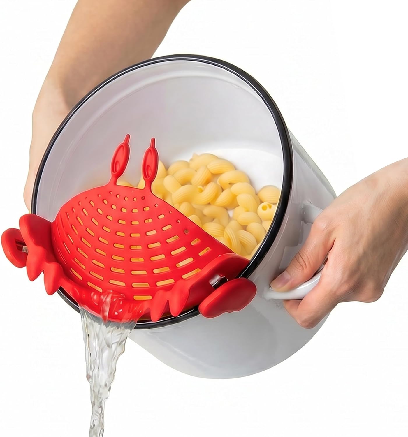 OTOTO Crab Clip-On Strainer – Silicone Pasta Strainer with Stainless Steel Tongs – Unique Kitchen Gadgets, Cooking Gifts for Women, Kitchen Essentials, Funny Gifts, Kitchen Accessories – (Crabby)